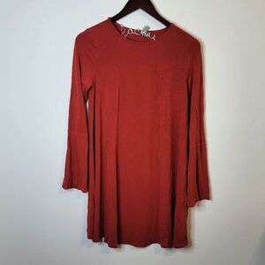 ASOS Red Long Flare Sleeve Shirt Dress Size 6